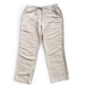 Cubavera Linen Blend Pants Wmn Large Tan Beige Excellent Drawstring Straight Leg